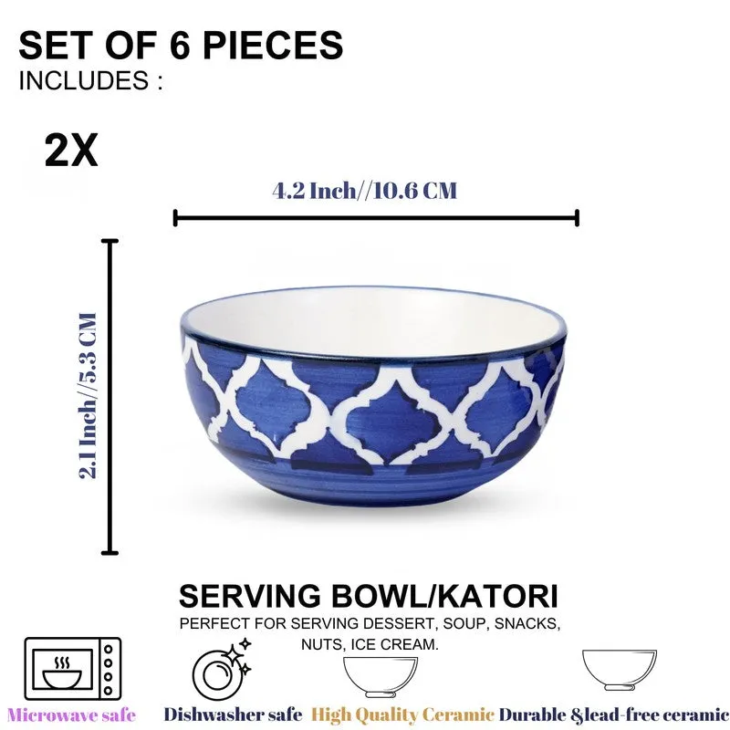 Biteza Ceramic Snack Bowls (Blue , 180 mL Each) - Set Of Two media 7