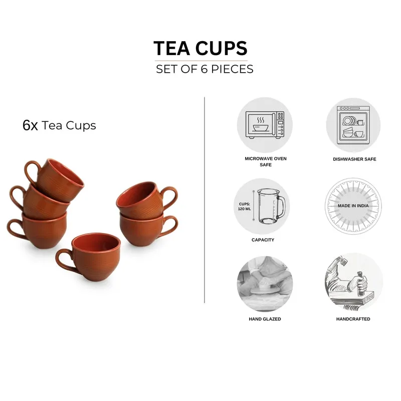 Terra Ceramic Tea Cup (120 mL Each) - Set of Six media 6