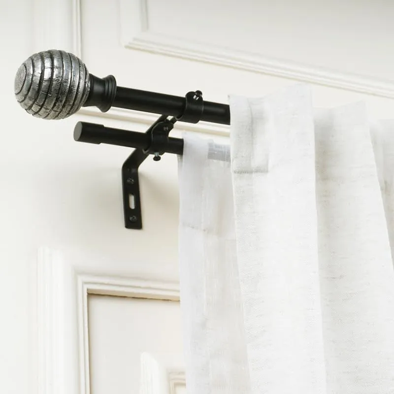 Silvara Duo Extendable 1" Double Curtain Rods With Round Finial & Brackets media 3