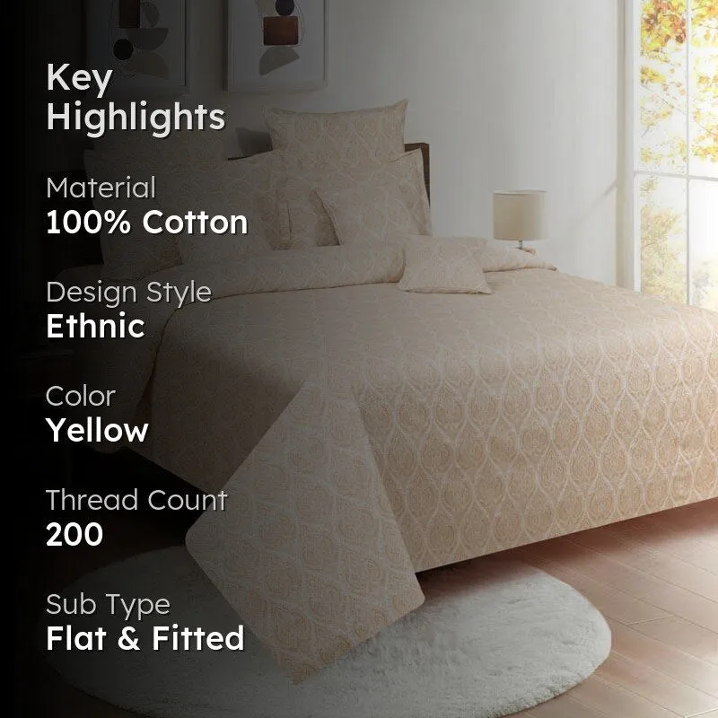 Swayam Vrita Cotton Bedsheet (Beige) - 200 TC media 2
