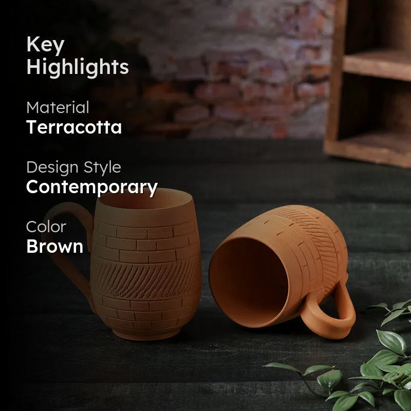 Suvarsha Terracotta Coffee Mug (400 mL Each) - Set of Two media 2