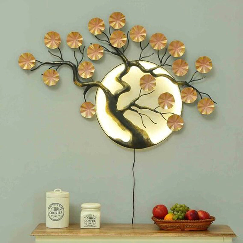 Backlit Flowering Tree Iron Wall Accent