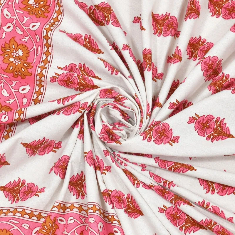 Bloomza Cotton Bedsheet (Pink,White) - 240 TC media 5