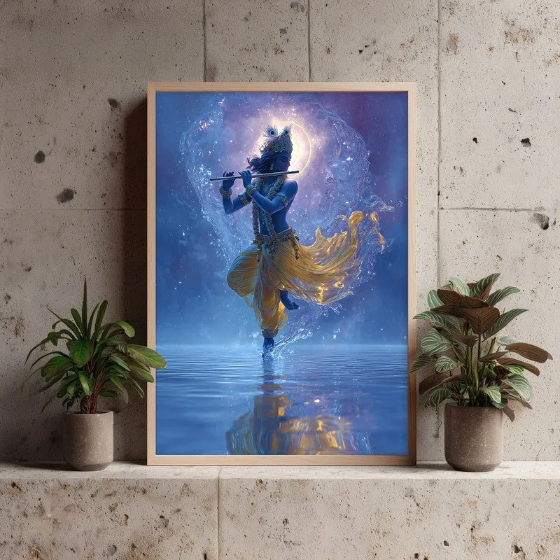Cosmic Glow of Muralidhara Krishna Archival Paper Wall Art - Natural Brown Frame media 3