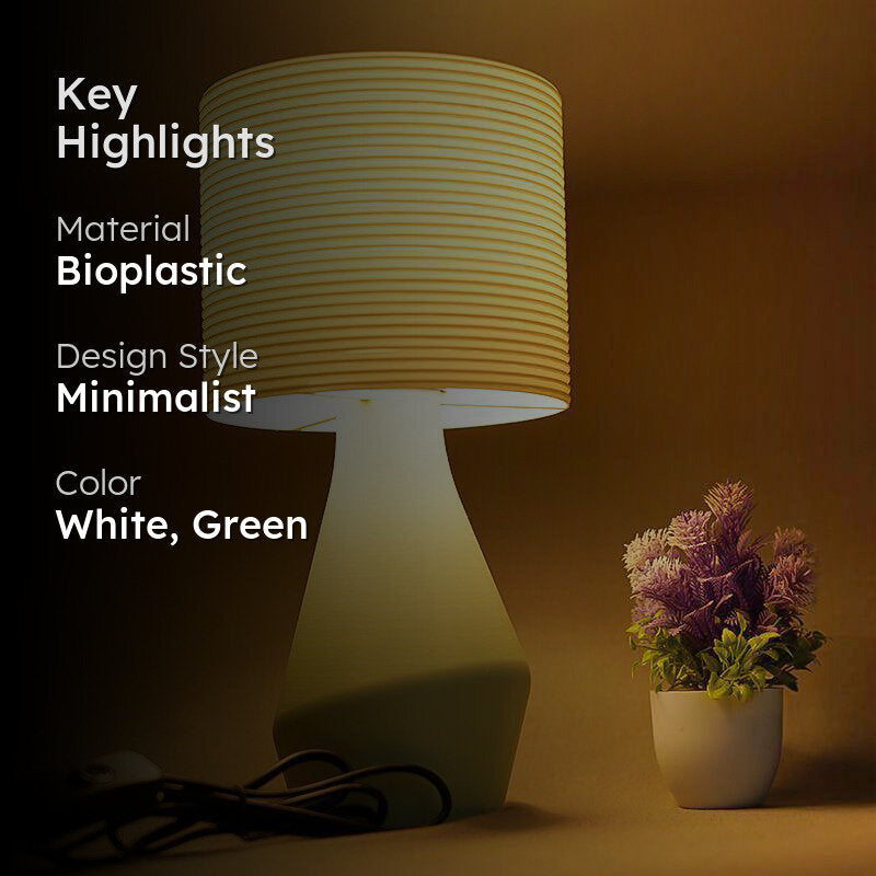 Pure Flare 3D Printed Table Lamp - White,Green media 2