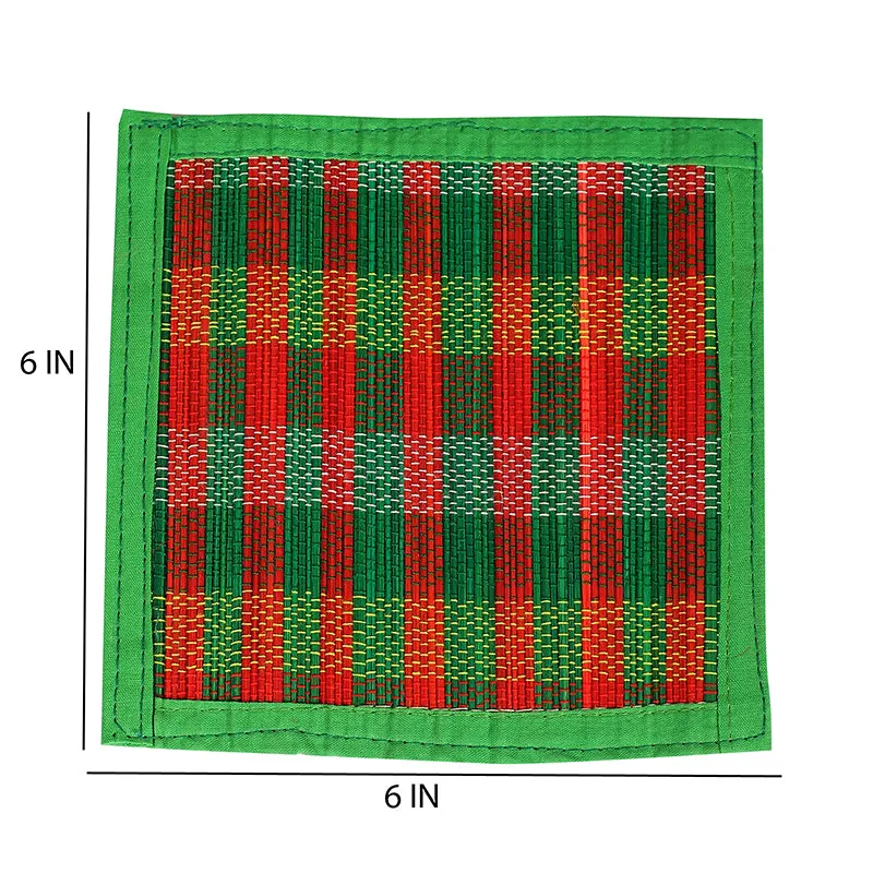 Chequered Zen Bamboo Coaster (Green) - Set Of Four media 5