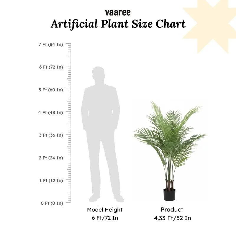 Faux Lush Areca Plam Plant With Black Plastic Pot -  4.3 Feet media 6