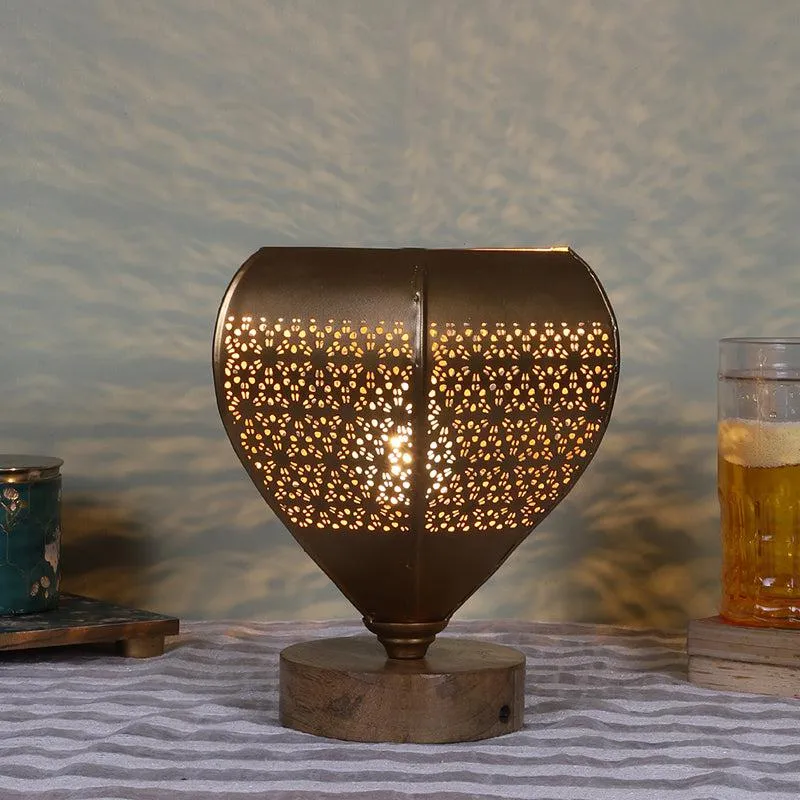 Gitana Glory Metal Table Lamp With Wooden Base - Gold media 1