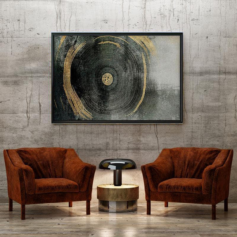 Golden Abstract Canvas Wall Painting - Black Frame media 4