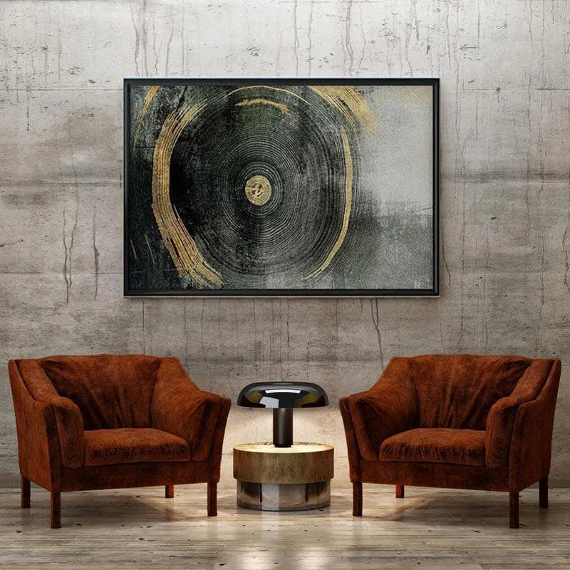 Golden Abstract Canvas Wall Painting - Black Frame media 4