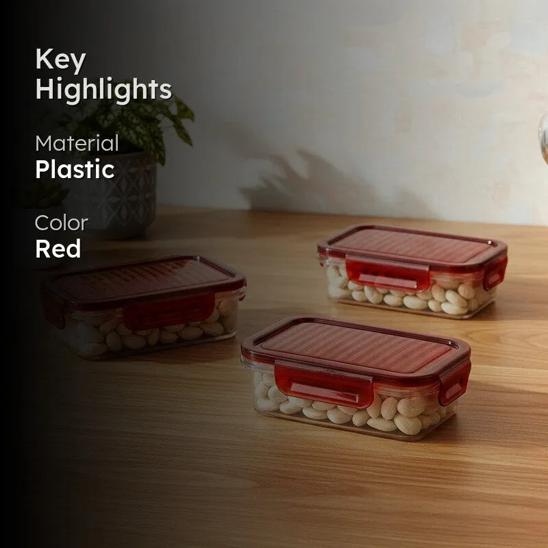 UrbanKitchen Red Plastic Container (300 mL Each) - Set Of Three media 2