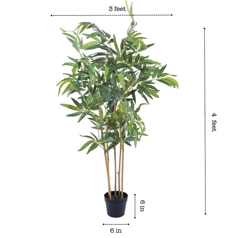 Artificial Realistic Bamboo Plant With Black Plastic Pot - 3.9 Feet media 7