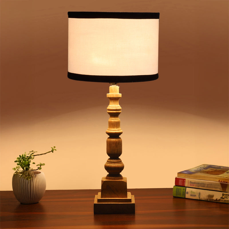 Cotin I Stripe Arbor Wooden Table Lamp - White,Brown