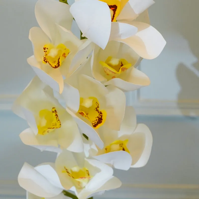 Faux Cymbidium Orchid Flower Stick (White) - 30 CM media 4