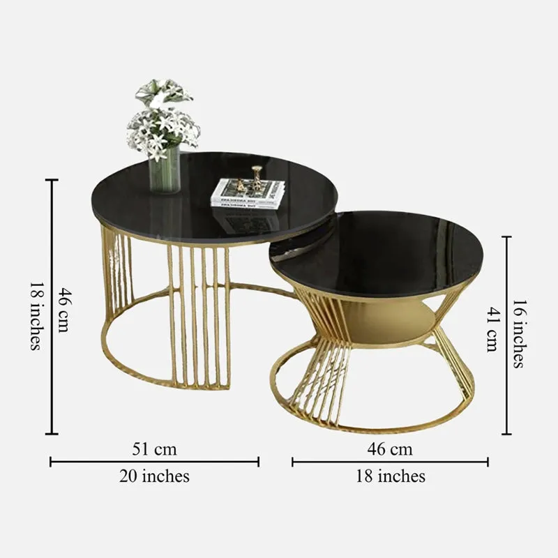Phoenix Arc Accent Table with Marble Top (Black & Gold) - Set Of Two media 5