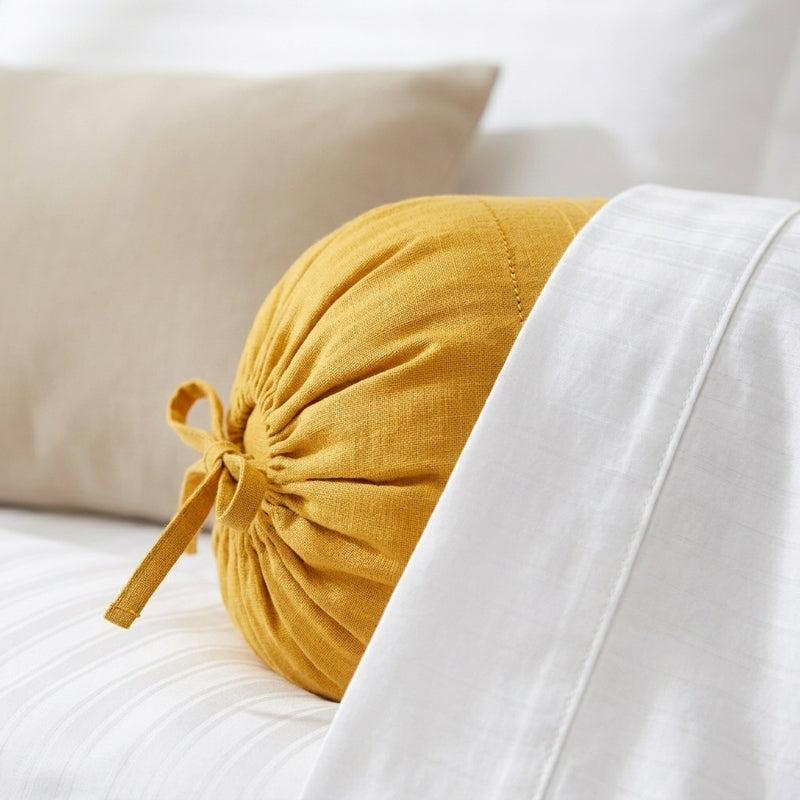 Swayam Yellow Comfort Bolster Cover - Set Of Two media 3
