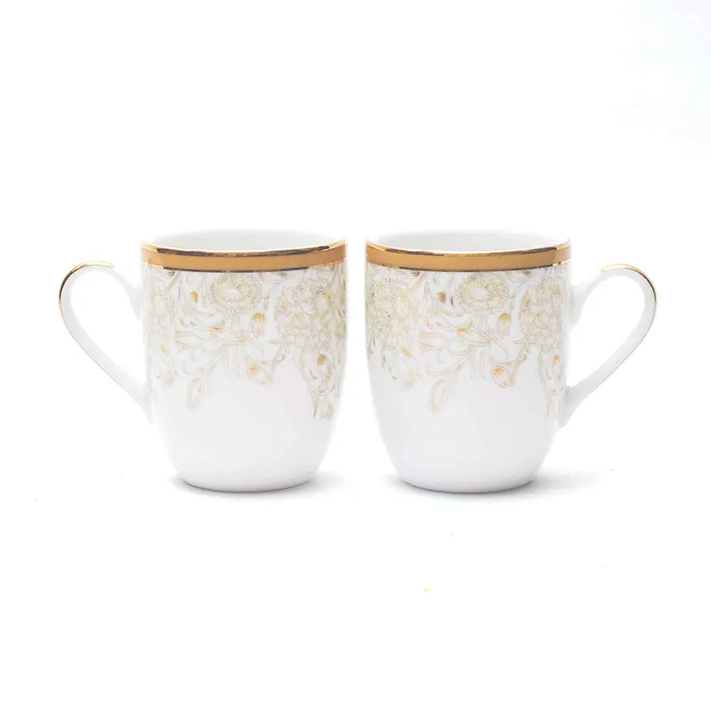 Gilded Iris 24k Gold Brushed Porcelain Coffee Mug (300 mL Each/Gold) - Set Of Six media 4