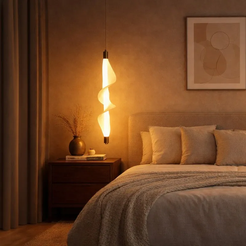 Whisper Spiral Metal And Fabric Ceiling Lamp media 1