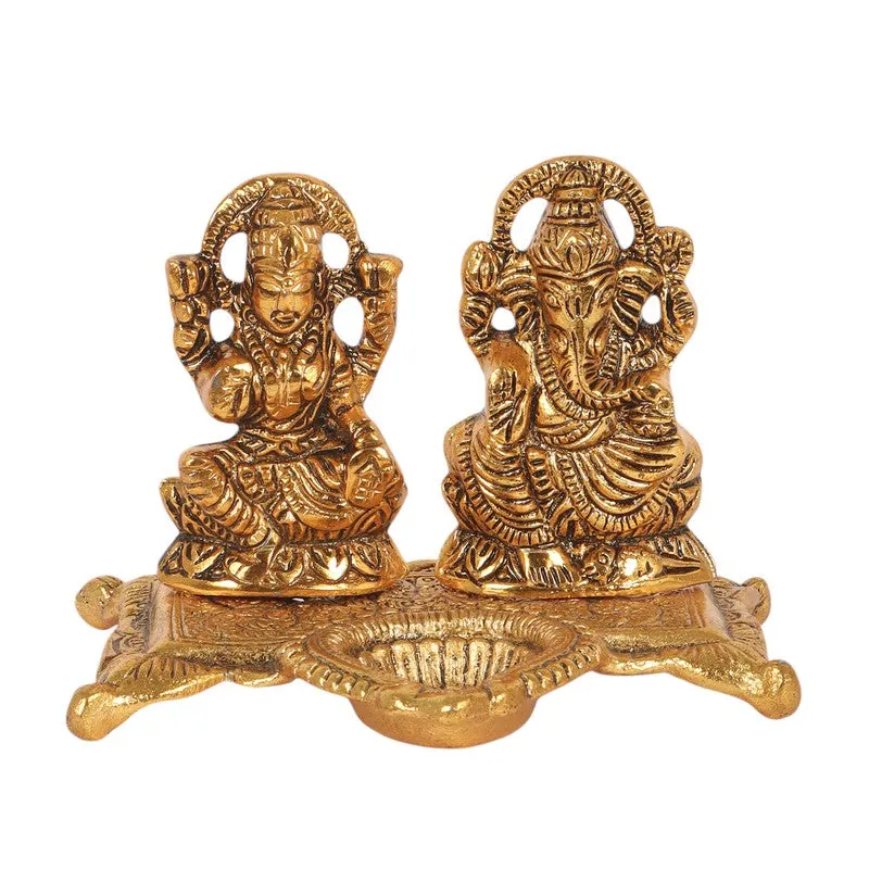 Mahalaxmi Ganesh Diya - Gold media 4