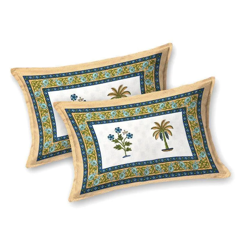 Palm Fields Printed Cotton Bedsheet (Yellow) - 140 TC media 6