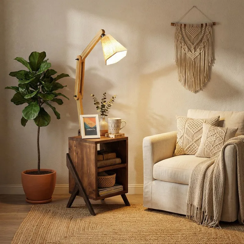 Fontaine Shelf Wooden Floor Lamp With Jute Shade media 1