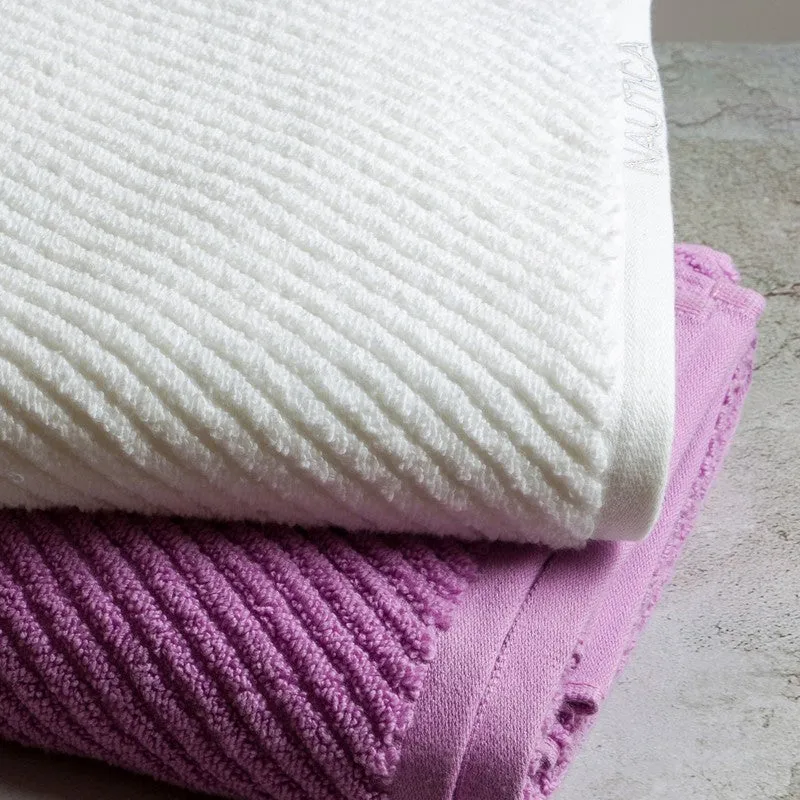 Nautica Riviera Soft Cotton Bath Towel (White & Lilac) - Set Of Two media 4