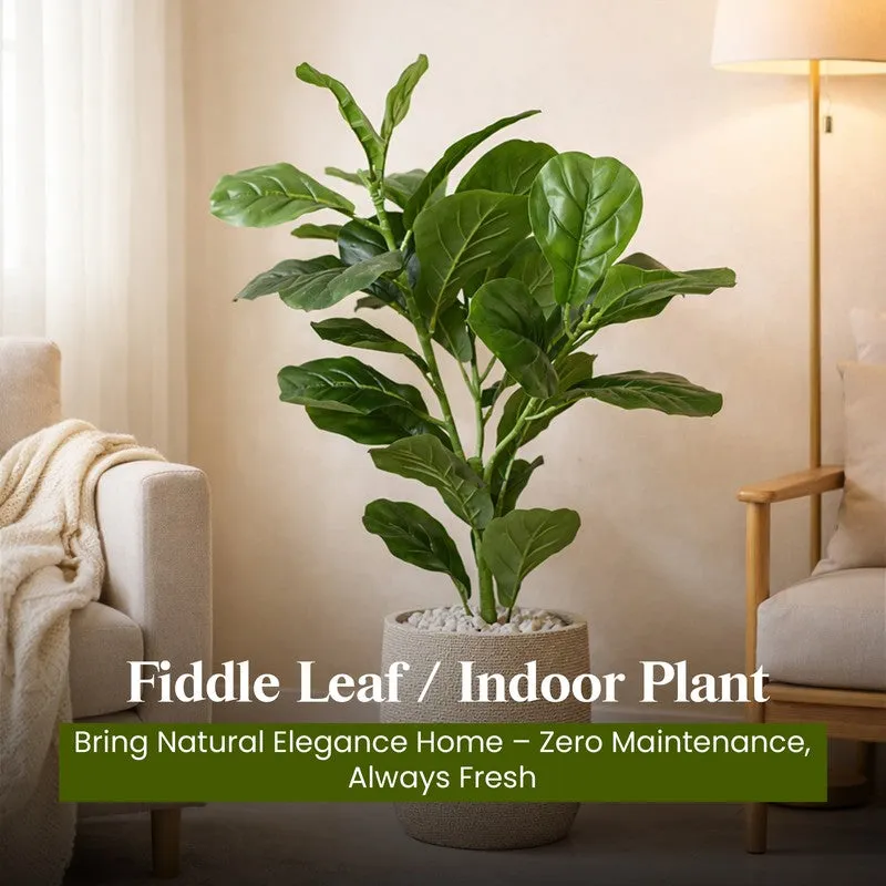 Leaf Aura Fiddle Artificial Plant With Black Plastic Pot - 89 cm (2.9 ft) media 8