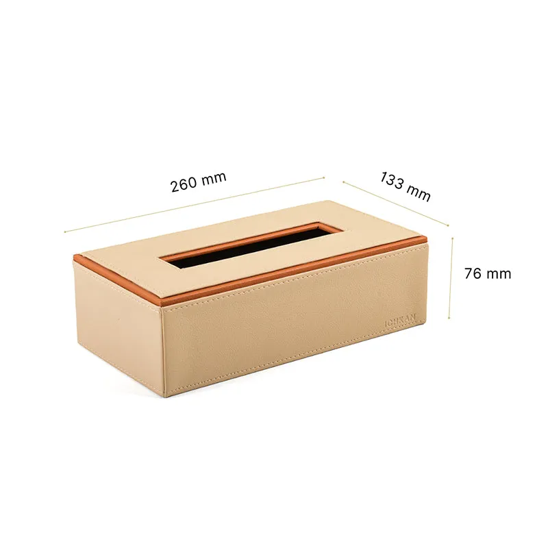 Tisca Edge Faux Leather Tissue Box - Beige media 9