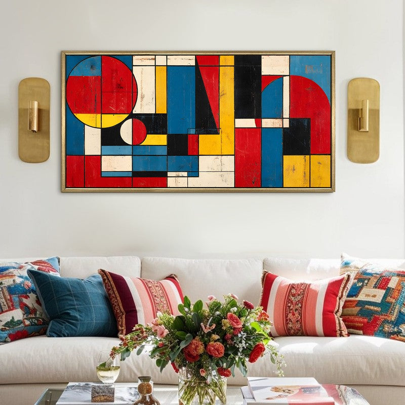 Color Constructs Canvas Wall Painting With Frame