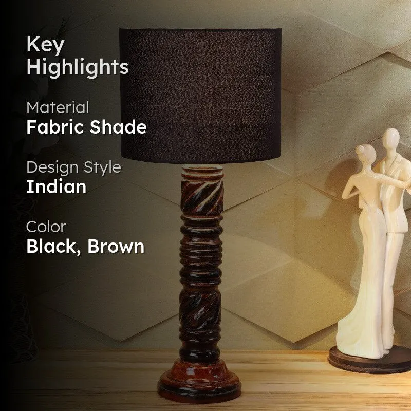 Blace Jericho Fabric Table Lamp - Black,Brown media 2