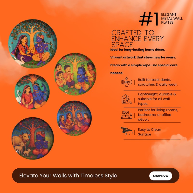 Shyam Leela Wall Plates - Set of Five media 5