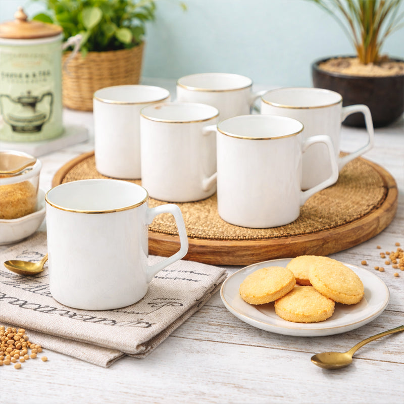 Sonaki Quenna Bone China Tea Cup (240 mL Each) - Set of Six - 240 ML