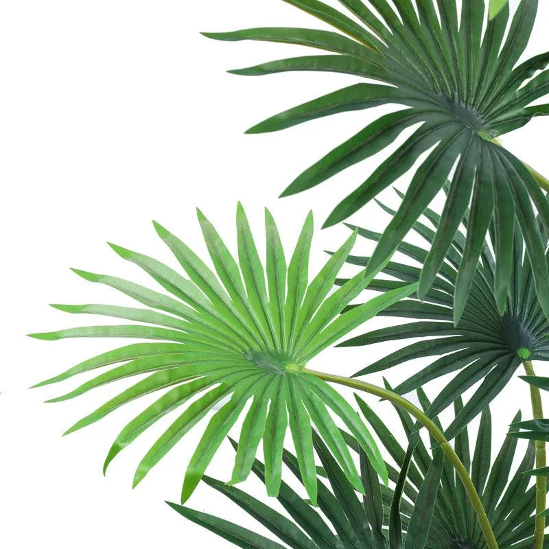 Artificial Realistic Fan Palm With Black Plastic Pot - 3.9 Feet media 7