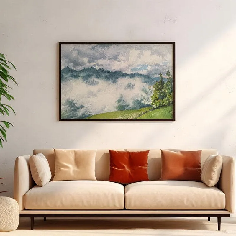 Misty Magic Mountain Canvas Wall Painting - Black Frame media 4