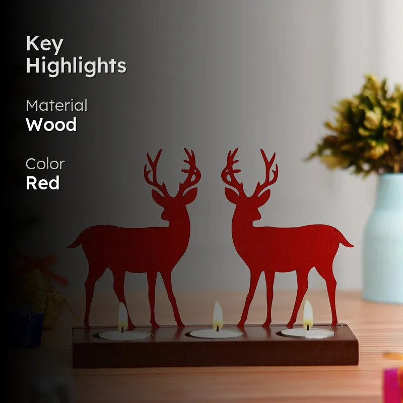 Blizten & Rudolph Wood Christmas Tea Light Holder - Red media 2