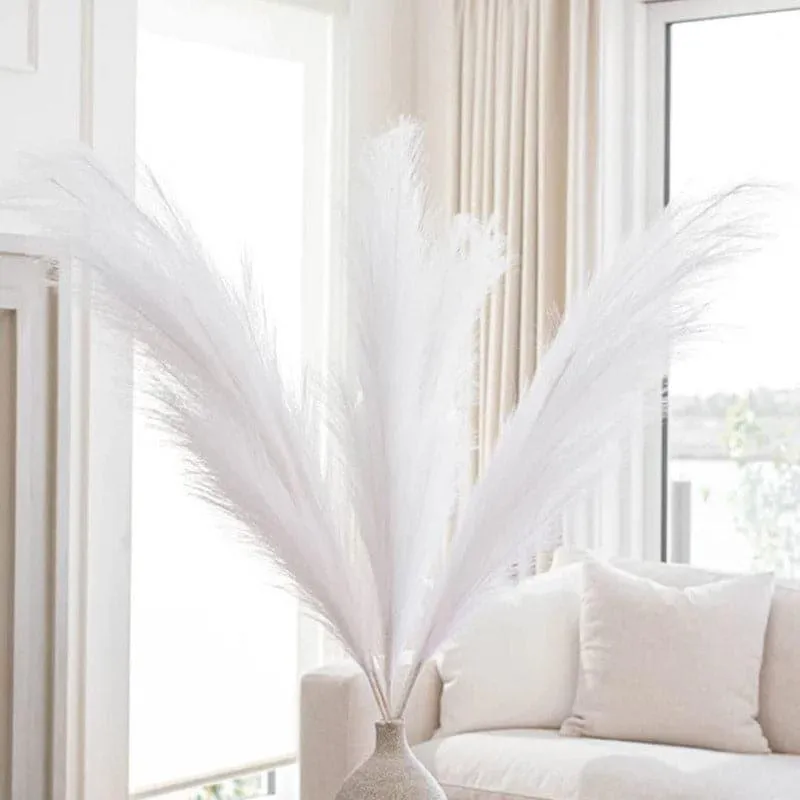 Faux Comet Pampas Grass (White) - Set Of Four media 1