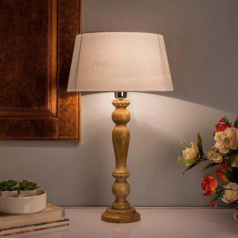Serenity Shine Fabric Table Lamp - White,Brown media 1