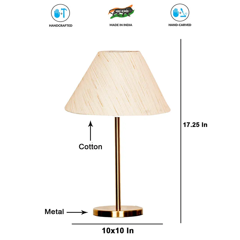 Glow Mesa Cotton & Metal Table Lamp (Empire) - Ivory,Gold media 4