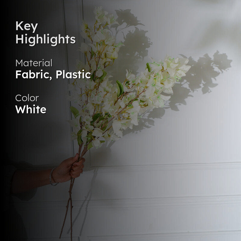 Faux White Bougainvillea Flower Stick (36 CM) - Set Of Two media 2