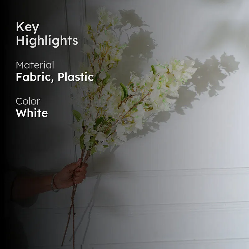 Faux White Bougainvillea Flower Stick (36 CM) - Set Of Two media 2