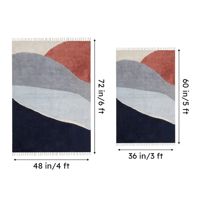 Abstracta Tufted Cotton Area Rug - Grey, Red media 7