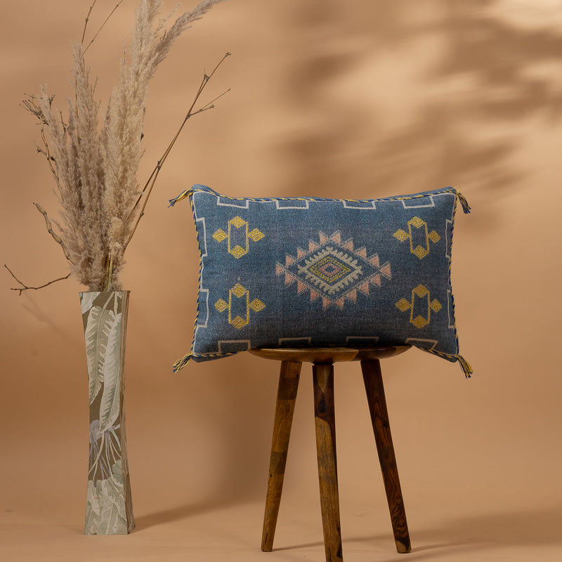 Tribal Glyph III Embroidered Cushion Cover - 16 x 24 Inches