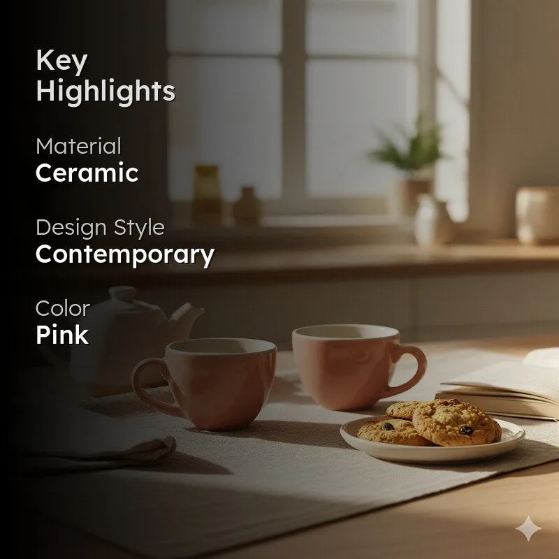 Aroma Ceramic Tea Cup (180 mL Each) - Set Of Two media 2