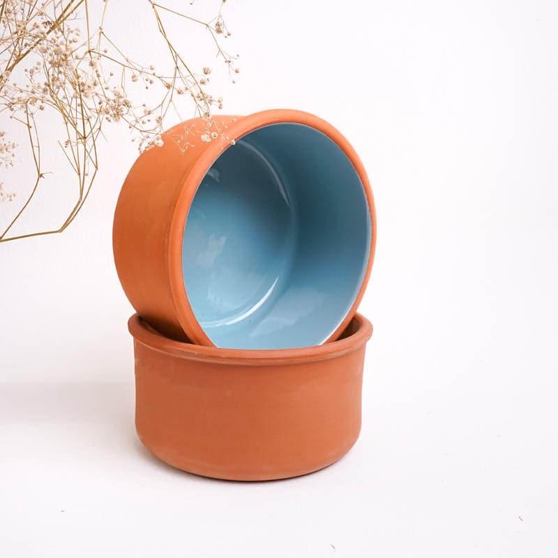 Terracotta Tale Bowl (Yellow & Blue) - Set Of Two - 2250 ML Each