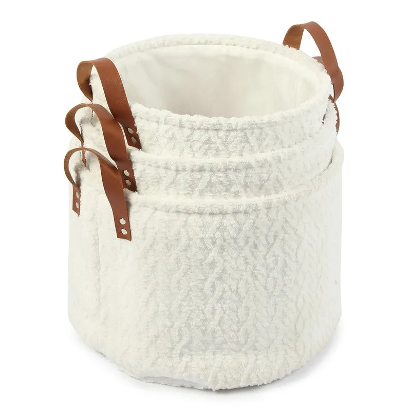 LineNest I Fabric Storage Basket (White) - Set of Three media 6