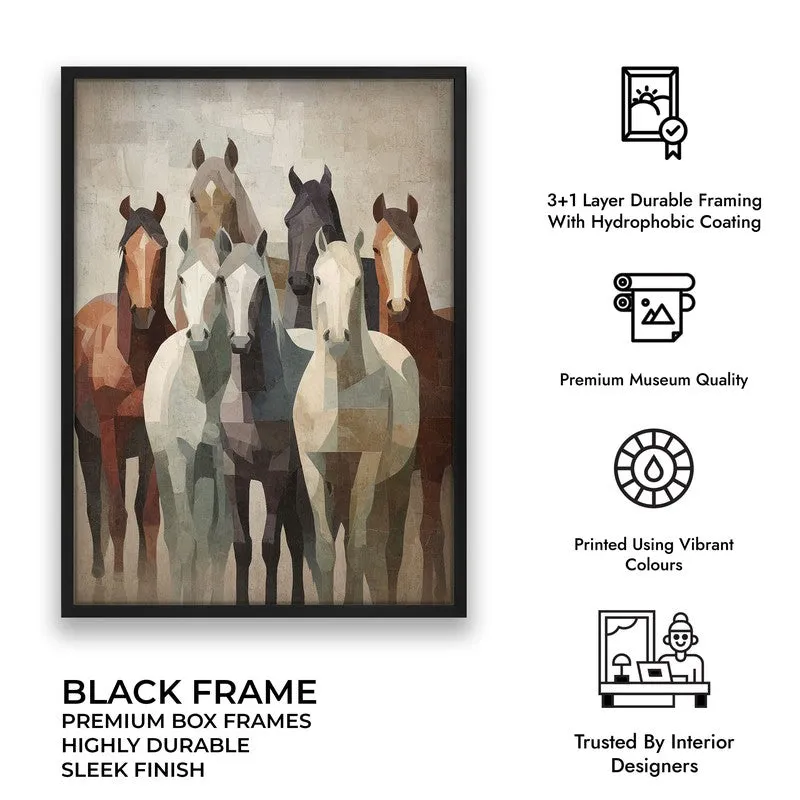 Earthy Horse Wall Painting With Black Frame media 10
