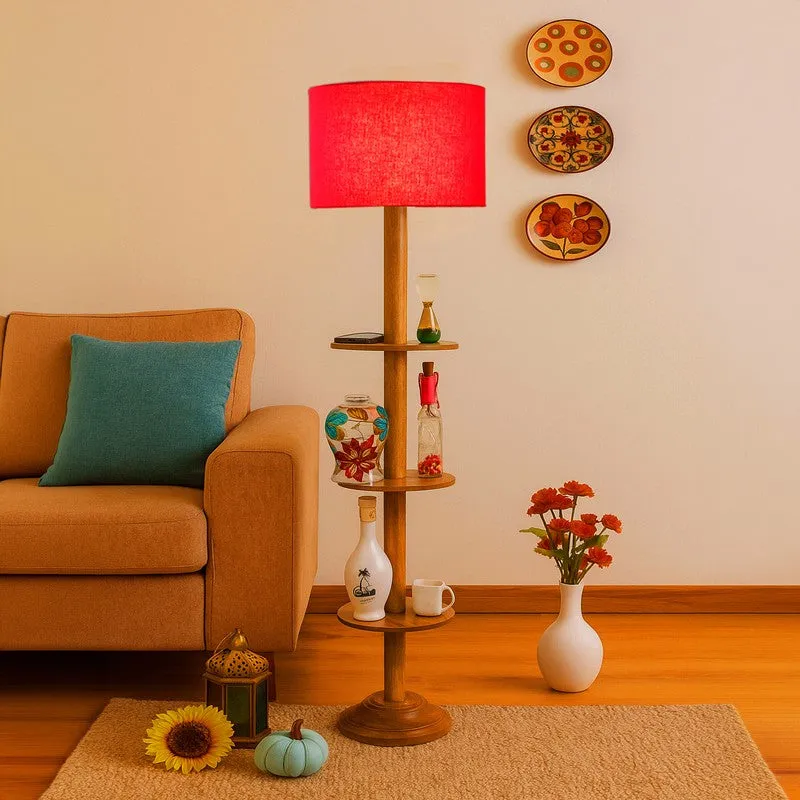 LumiCrate Tower Wooden Floor Lamp - Red media 4