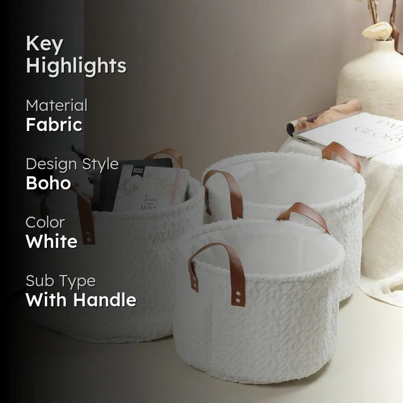 LineNest I Fabric Storage Basket (White) - Set of Three media 2