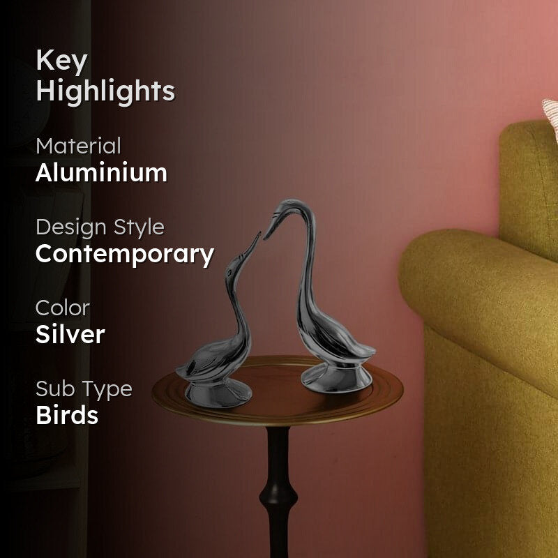 Priva Swan Mate Showpiece (Silver) - Set Of Two media 2