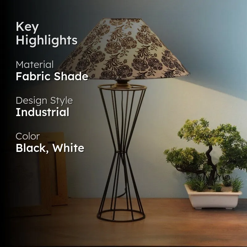 Filigree Briar Fabric Table Lamp - Black,White media 2